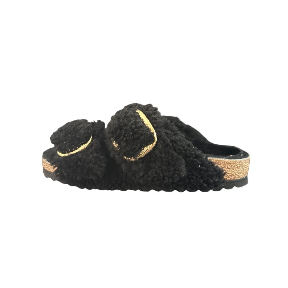 Birkenstock Arizona Big Buckle Shearling Sandal Teddy Black Women's, Sz 37 NWOB - Picture 5 of 9